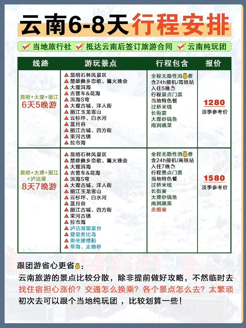 云南旅游跟团报价，云南旅游跟团报价五日游